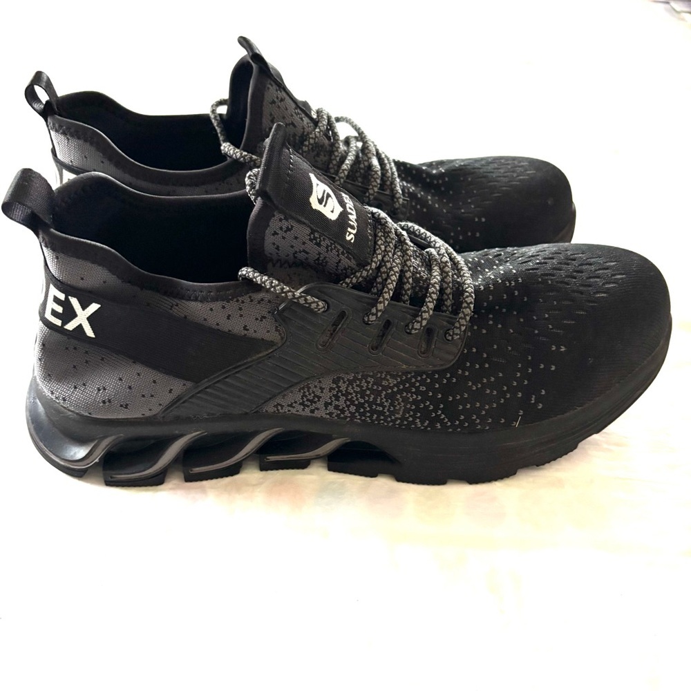SUADEX Black Gray Steel Toe Safety Work Shoes SZ 11 Worn 1X Indoors slip resist